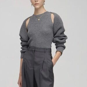NWT The Frankie Shop Women's Grey Knit Shrug & Tank Set Size L Casual Fall